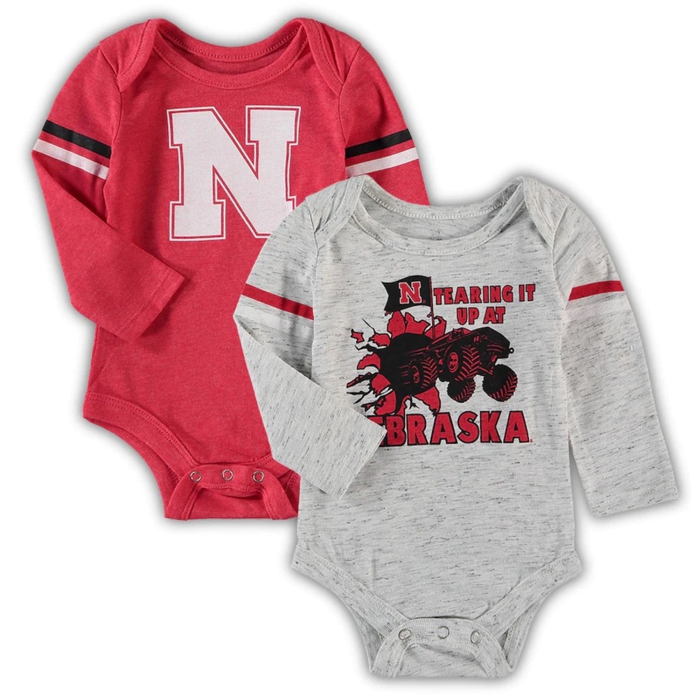 Nebraska Huskers Colosseum Newborn & Infant Em Long Sleeve Two-Pack Bodysuit Set